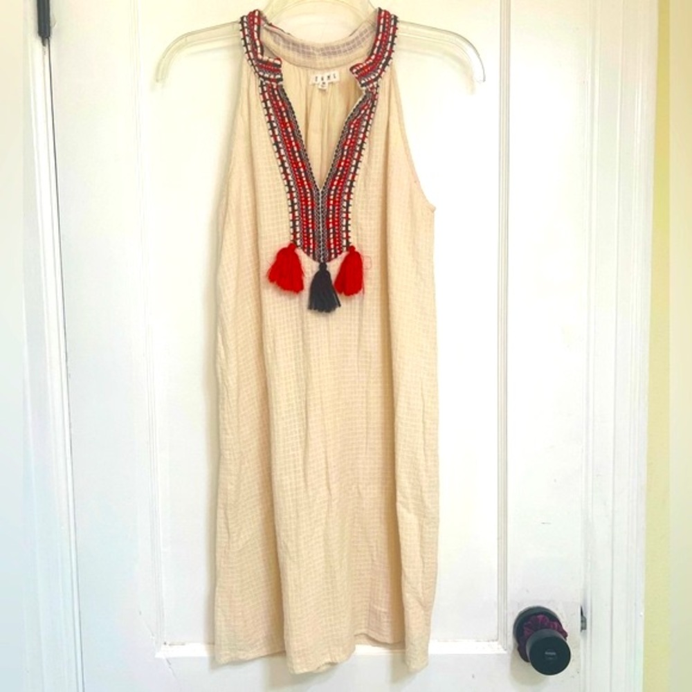 Anthropologie boho gauzy ivory sleeveless dress, size x-small